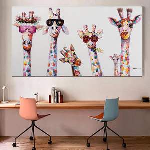 <span class=keywords><strong>Peinture</strong></span> à l'huile animale Art mural <span class=keywords><strong>Girafe</strong></span> colorée et mignonne <span class=keywords><strong>Peinture</strong></span> de famille d'animaux pour le salon <span class=keywords><strong>Peinture</strong></span> à l'huile <span class=keywords><strong>moderne</strong></span> peinte à la main - Product Image 5