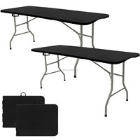 Mesa de Camping Plegable Moderna y Ligera de 5 Pies, Negra, Portátil, de Acero Aleado y Plástico, Rectangular, para Comer al Aire Libre, Muebles de Exterior