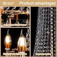 Lustre suspendu en cristal doré moderne de luxe à prix abordable pour hôtel, décoration de mariage
