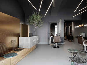 Boutique de salon de coiffure haut de gamme personnalisée de luxe Décoration intérieure de magasin de barbier pour meubles - Product Image 3
