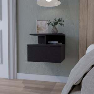 Mason Wenge 1 Drawer Floating Nightstand <b>Wall</b> Mounted <b>Storage</b> Bedside Cabinet - Product Image 1