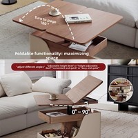 Table console mobile moderne pour petits appartements, pliable, mobilier de salon, plateau en bambou, chariot de service relevable en bois, table d'appoint domestique