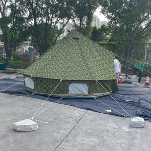 Tente pyramidale camouflage en toile imperméable quatre saisons, grande capacité, une chambre, pour camping en plein air - Product Image 3