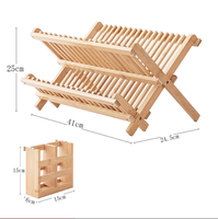 Égouttoir à vaisselle pliable en bambou en forme de X à 2 niveaux pour assiettes et bols