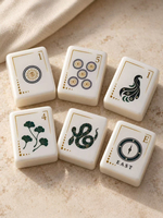 Ensemble de Mahjong de luxe blanc en nacre de style américain, tuiles en acrylique, pour 4 joueurs, divertissement, design unique de haute qualité, portable