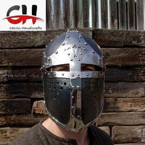 Calvin Handicrafts Stainless Steel Viking Helmet Handmade Polished <b>Etched</b> Full 3D <b>Armour</b> Art Collectible Birthday Party Travel - Product Image 1