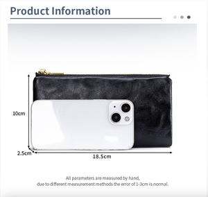 Ando Bag <b>Genuine</b> Cowhide <b>Leather</b> Long RFID <b>Wallet</b> for Women Vintage Card Holder with Zipper Pockets - Product Image 4