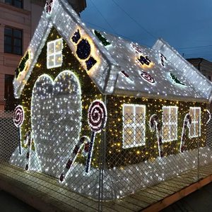 Gingerbread House Silhouette <b>Light</b> - Battery Operated Cluster <b>Light</b> with <b>Rope</b> & Neon Effects - Product Image 6