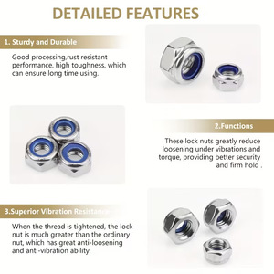 Baiguluo Nuts 680Pcs DIN985 Nylon Hex Locking Nuts Grade A Zinc Plated Carbon Steel <b>Fasteners</b> Set - Product Image 4