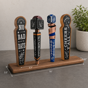 Soporte de exhibición personalizado de madera para manijas de grifos de cerveza, organizador de manijas de grifos de cerveza con logotipo personalizado para mostrador de bar - Product Image 1