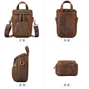 Bolso Bandolera de Cuero Crazy Horse Dujiang, Color Marrón Oscuro, Bolso de Hombro Casual para Hombre, Uso Diario, Estilo Retro Duradero - Product Image 5