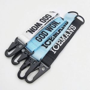 Porte-clés personnalisé en nylon tressé avec mousqueton et bouton - Product Image 1