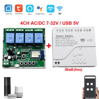 Module de relais de contrôle d'accès intelligent Tuya Wifi 1, 2 ou 4 canaux 10A 3500W avec interverrouillage automatique et télécommande 433RF