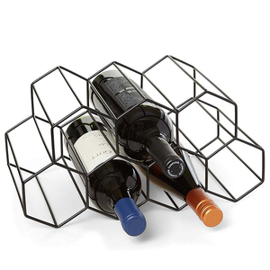 Nordic Style Honeycomb Wine Storage Holder 9 Bottles Metal Countertop Wine Rack