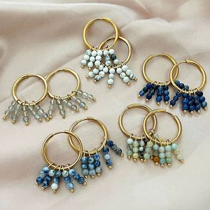 Pendientes Vintage de Lujo en Acero Inoxidable Chapado en Oro de 18K con Piedra Natural, Joyería Minimalista, Retro, Elegante, para la Oficina o el Día a Día - Product Image 1