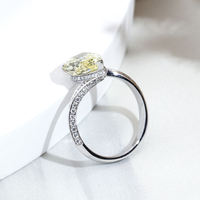 Bague de fiançailles de luxe en or 18 carats avec halo, diamant de 2,5 carats VS1 taille poire, certificat IGI, diamant jaune cultivé en laboratoire pour femme