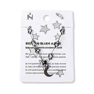 Bracciale a catena con nodo a sette stelle in acciaio inossidabile Silver Moon, gioielli alla moda, regalo unisex - Product Image 1