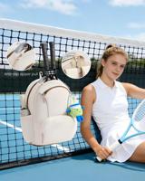 Sac à dos de tennis unisexe, polyester imperméable, capacité pour 2 raquettes, compartiment ventilé pour chaussures, grand porte-gobelet, pickleball, badminton
