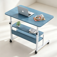 Bureau d'appoint multifonctionnel réglable en hauteur sur roulettes avec double rangement pour la maison, la chambre et le bureau