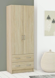 <span class=keywords><strong>Armadio</strong></span> a Due Ante in MDF Melaminico P2 con Cassetti, Ripiani Regolabili e Cerniere a Chiusura Morbida, Arredamento Moderno per Camera da Letto - Product Image 3