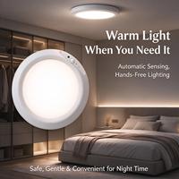 Lampu Plafon LED Sensor PIR Nirkabel Isi Ulang RGB dengan Remote Kontrol, Pemasangan Magnetik, Desain Minimalis Modern