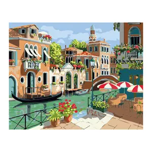 Peinture par Numéro Venise ville Photos Toile DIY Peinture À L'huile par Numéros Décoration Cadeau pour Salon Mur Art Décor À La Maison
