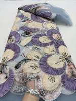 Tissu en dentelle noir brodé de perles et de sequins de haute qualité pour femmes, idéal pour les mariages et les robes de mariée