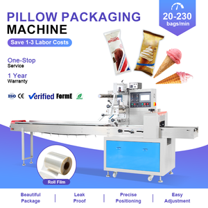 Máquina Empacadora de Almohadas Multifuncional Automática de Alta Velocidad, Fácil de Operar, Máquina de Empaque Horizontal para Helados y Paletas - Product Image 1