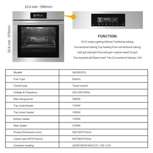 Hyxion Đa Chức Năng Nhúng Đa Chức Năng Tiết Kiệm Năng Lượng Nướng Gà Nướng Đối Lưu Lò Nướng Điện - Product Image 2