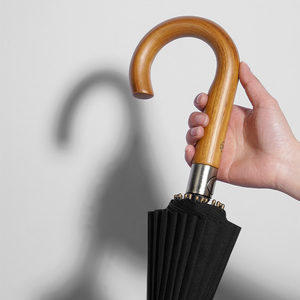 Ô Thẳng Chống Gió Ô Thẳng Che Mưa Tay Cầm Bằng Gỗ Có In Logo - Product Image 3