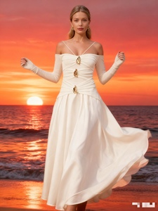 Vestidos de Moda para Mujer, Nueva Colección, Sin Tirantes, Hombros Descubiertos, Manga Larga, Cintura Ajustada - Product Image 4