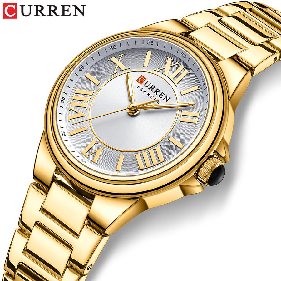 CURREN 9091 Gold Watch Elegant Stainless Steel Bracelet