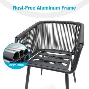 Sillas de Comedor Modernas y Duraderas con Estructura de Aluminio y Cuerda para Restaurante, Hotel y Villa, Uso en Jardín Exterior con Cojín - Product Image 3