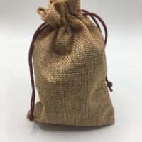 Pochette en lin vintage recyclable 15x20cm avec cordon de serrage - Organisateur compact d'accessoires pour un usage quotidien