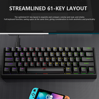 Keyboard Mekanik Gaming 60 Tombol Mini dengan Lampu Latar RGB LED 61 Tombol Kustom untuk Laptop Komputer