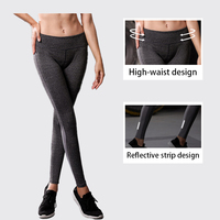 Leggings de sport pour femmes, à séchage rapide, à haute élasticité, avec bande réfléchissante, personnalisés, de haute qualité, pour la gym, le yoga et la remise en forme, grandes tailles
