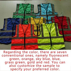 Gilet de sécurité certifié ANSI Classe 1, imperméable, avec bande réfléchissante de 5 cm, logo, en polyester - Fourniture d'usine de vêtements de travail - Product Image 5