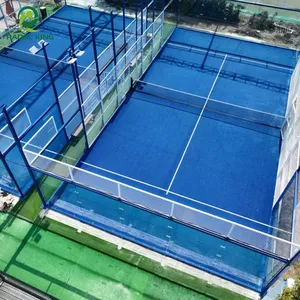 International Padel Court Association CE Certified Blue Color Artificial Grass Panoramic Padel Tennis Court