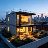 Maison modulaire préfabriquée en conteneurs maritimes à deux étages avec terrasse sur le toit pour appartement urbain sur toit