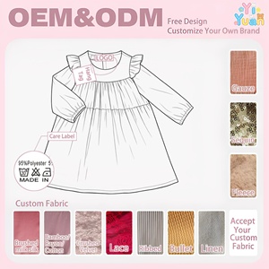 ชุดเดรสเด็กผู้หญิงผ้าถักเนื้อนุ่มยืดหยุ่น สีชมพูอ่อน ลายดอกเล็กๆ ตกแต่งระบายที่ไหล่ แขนยาว เหมาะสำหรับเด็กวัยเตาะแตะ ใส่เล่นช่วงฤดูใบไม้ผลิ - Product Image 2