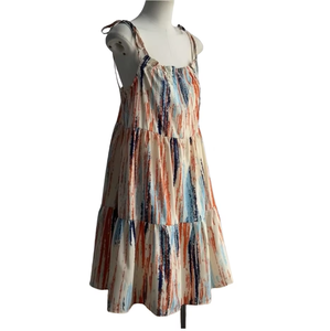 <span class=keywords><strong>Aloha</strong></span> 100% Rayon donna abito con cinturino a cravatta personalizzato stile <span class=keywords><strong>Hawaii</strong></span> Mini abito a righe con Logo anteriore per le vacanze - Product Image 1