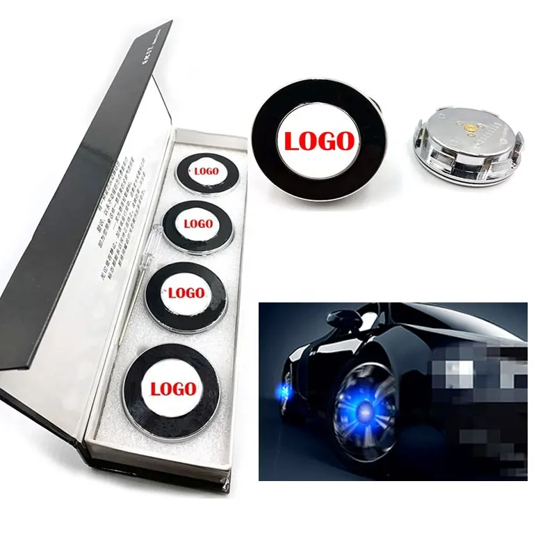 4 Buah Logo Otomatis Hub Roda Suspensi Magnetik Lampu Led Lampu Kilat Energi Mobil Penutup Roda Hub Pusat Pencahayaan Mengambang