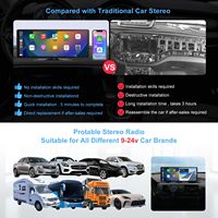 Écran tactile HD sans fil de 10,26 pouces, CarPlay Android Auto, moniteur portable, lecteur DVD universel pour voiture, Bluetooth