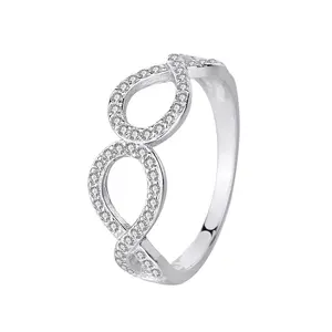 Sterling Silber Full Infinity Twist Simulierter Diamant Ewigkeit sring Ehering Matching Ring