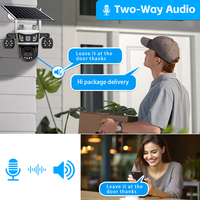 Caméra de sécurité solaire 4G 6MP IP66 à 3 objectifs, panneau solaire 8W, zoom optique 10X, lumière d'alarme, vision nocturne couleur, caméra de surveillance