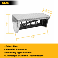 Support de chaînes de pneus de 24 pouces à fixation sur cadre, avec couvercle en aluminium strié verrouillable, pour semi-remorque