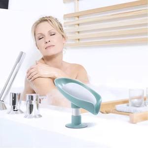 Support de Savon en Forme de Feuille pour Drainage, Boîte de Rangement Sans Eau, Plateau pour Éponge de Douche avec Ventouse, Fournitures de Bain et Toilettes en Gros - Product Image 5