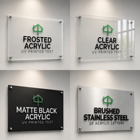 Panneau de bureau personnalisé en acrylique, signalétique de hall en plexiglas dépoli avec fixation murale pour réception et porte d'entreprise 60x40cm IP65