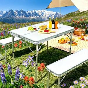 Ensemble de <span class=keywords><strong>table</strong></span> et chaises de <span class=keywords><strong>camping</strong></span> portables en aluminium léger et robuste, 1 <span class=keywords><strong>table</strong></span> et 2 chaises pliantes, style <span class=keywords><strong>valise</strong></span> - Product Image 6