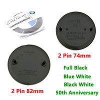 Emblemas Delanteros y Traseros Negros de 74 mm y 82 mm, Insignia de Capó con Logotipo del 50 Aniversario para BMW E46 E39 E90 E60 X1 X2 X3 X5 X6 X7
